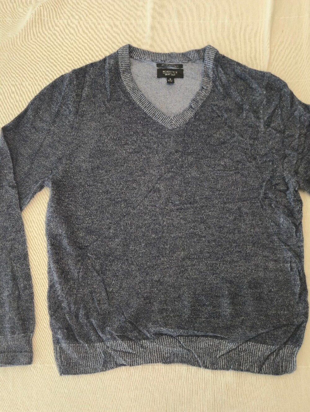 Nordstrom Men's 100% Cashmere V-Neck Sweater Medium Blue